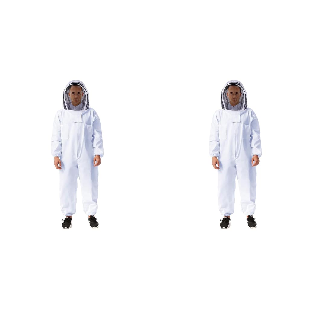 HASTHIP Bee Suit for Outdoor Beekeeping with Mesh Face Cover Hood and Zip Up Design | Fits 175–185cm Adults