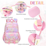 HASTHIP® Girls School Backpack, Jellyfish Print Bookbag, Multi-Compartment Cartoon Backpack, Lightweight Schoolbag, Birthday Gift for Girls