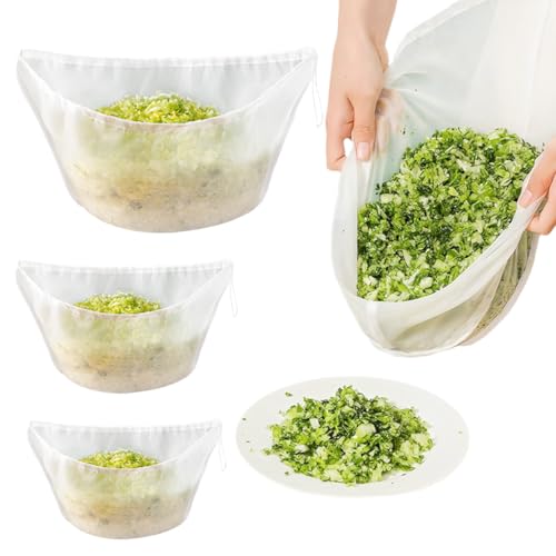 HASTHIP® 3Pcs Kitchen Strainer Bags Stand-Up Strainer Bags 3-Sizes Drawstring Closure