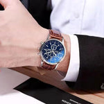 HASTHIP® Wrist Watches for Men And Bracelet Set - Elegant Leather Band Watch & Matching Braided PU Bracelet Gift Birthday Gifts for Men, Watches for Men Under 500, Black Dial and Brown Strap