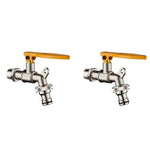 HASTHIP Garden Faucet for Outdoor Use with Lockable Long Handle Full Copper 1/2 Thread 2PCS