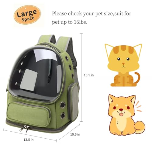 HASTHIP® Cat Backpack Carrier for Cats and Small Dogs, Breathable Cat Bubble Backpack, Airline Approved Pet Travel Carrier
