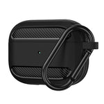 HASTHIP® Protective Case for AirPods 3 2021, Shockproof Full-Body TPU & PC Cover with Carabiner, Soft Silicone Skin Compatible with Apple AirPods 3rd Generation Charging Case, Keychain, Black