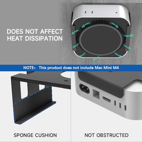 HASTHIP® Mac Mini M4 Mount,Under Desk & Wall Mount Holder Bracket for 2024 Mac Mini,Metal Organizer Rack Compatible with Accessories Space-Saving Computer Stand Screw Fixed Installation