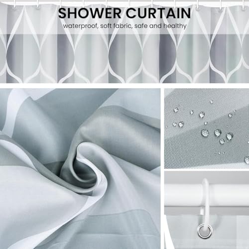 HASTHIP® Minimalist Grey Waterproof Shower Curtain for Bathroom, 71"x71", Durable Fabric with Weighted Hem, Includes Hooks, Mould Proof, Quick-Drying, Stylish Modern Bathtub/Shower Stall Curtain