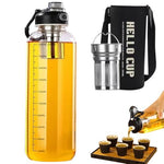 HASTHIP® HOOJO 2.5L Large Glass Water Bottle with Tea Infuser, Insulation Bag, Leakproof Flip Lid & Nozzle, Wide Mouth, Heat Resistant, Reusable Sports Water Jug for Gym Travel Cold Brew Tea