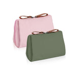 HASTHIP® Juego de 2 Bolsas de Maquillaje Impermeables para Mujer,Neceser Viaje Cuero PU Portátil,Organizador Cosméticos con Doble Cremallera y Compartimentos Internos (18x14x5cm)
