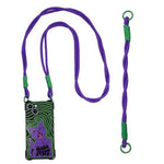 HASTHIP® Compatible with iPhone 15 Silicone Phone Case, Phone Lanyard & Phone Sling Strap Chic Purple Cat Printed Phone Case for iPhone 15 Purple Braided Nylon Rope Phone Sling Strap, Set of 3Pcs