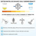 HASTHIP® Softener Shower Filter External Water Filter for Overhead Shower System Multi-Layer Active Remove Odor & Heavy Metal Soften Water