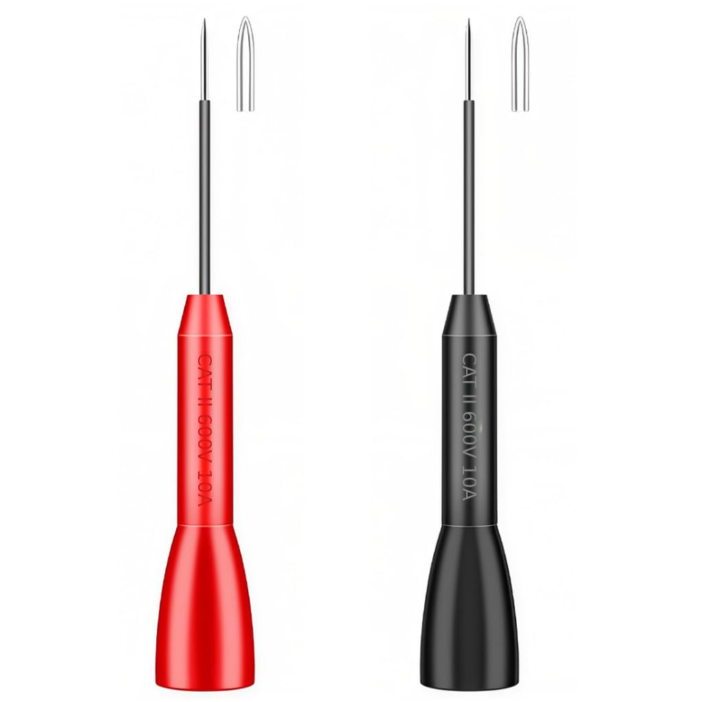 HASTHIP® Agujas de Prueba Automotriz, 2 Uds Rojo y Negro 0.2mm para Diagnóstico Eléctrico de Autos, 600V/10A Aguja de Perforación No Destructiva, Puntas de Circuito para Multímetro