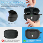 HASTHIP® Earbuds Case Cover for Sony WF-1000XM5 (2023), Soft Silicone Protective Shell with Snap Lock, Shockproof & Scratch-Resistant Wireless Earbuds Cover with Lanyard and Carabiner, Black