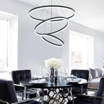 HASTHIP® LED Pendant Light, 3 Rings Ceiling Light, with Dimmable and Adjustable Color Chandelier Lamp, with Remote Ceiling Lights for Living Room for Dining Room Bedroom Hallway (Black)