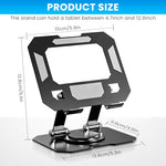 HASTHIP® Foldable & Adjustable Laptop and Tablet Stand Holder, 360° Rotating Metal Ergonomic Riser with Ventilated Cooling, Anti-Skid Support for Desk, Compatible with 4.7"-12.9" iPad Pro/MacBook