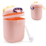 HASTHIP® 300 Grams Baby Formula Dispenser, Portable Milk Powder Dispenser Container with Carrying Handle and Scoop, Foodgrade PP Double Layer Anti-Leak Design for Outdoor Travel Home (Pink)