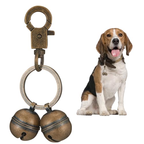 HASTHIP® Adjustable Dog Collar Charm with Safety Bell, Stylish Pet Birthday Gift Vintage Metal Brass Pet Accessory with Quick-Release Buckle & Anti-Lost Keychain for Dogs