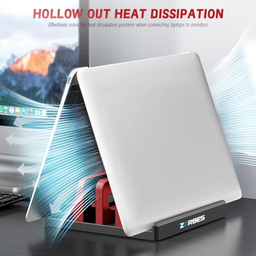 HASTHIP® Laptop Stand with Silicone to Protect Notebook Vertical Laptop Holder for Desk with Sizes Adjustable Dual Slots Laptop Table Stand for iPad Macbook Stand Phone Stand Devices Organizer Rack