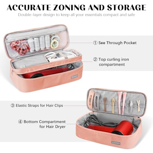HASTHIP® Travel Carrying Case for Dyson Airwrap Brush Hair Dryer Shark Flexstyle Double-Layer Hair Accessories Tools Storage Bag for Revlon Hairdryer Styler Organizer, Black(Bag Only)