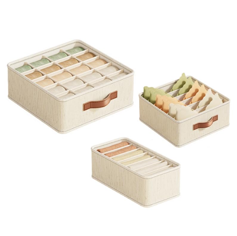 HASTHIP® Underwear Organizer Sock Storage Box Foldable Drawer Dividers for Closet Organization,Multi-Cell Fabric Storage Bins for Socks,Bras Underwear Baby Clothes Dresser Wardrobe Organizer Space