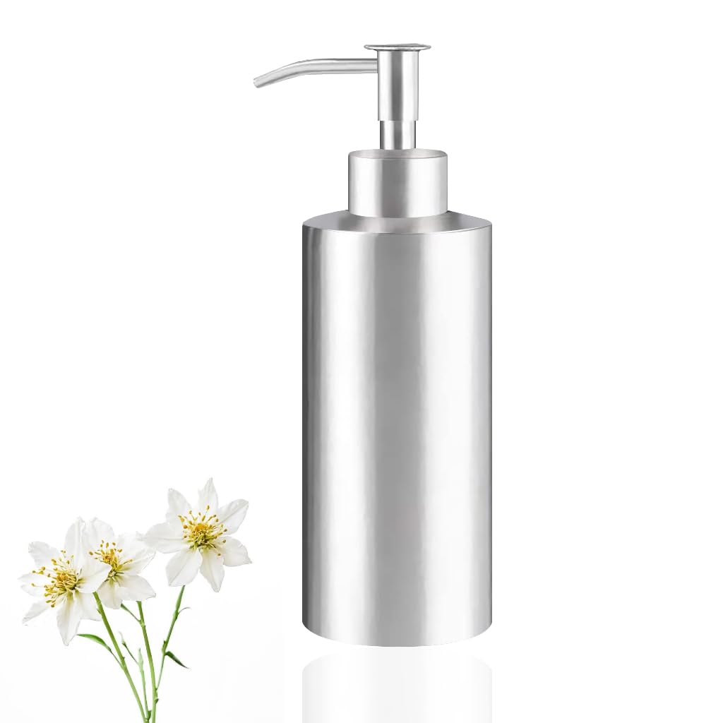 HASTHIP Soap Dispenser Bottle for Kitchen and Bathroom featuring Manual Pump and 550ml Stainless Steel Refillable Design