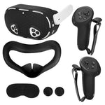 HASTHIP® Silicone Accessories for Meta Quest 3S, 5-in-1 Protective Case Set for Quest 3S, VR Skin Cover Case, Silicone Face Pad, Lens Cover, Controller Grip Cover with Adjustable Fastening Strap