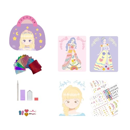 HASTHIP® Kits de manualidades de papel DIY, juego princesas 4 en 1 con kits pintura diamantes