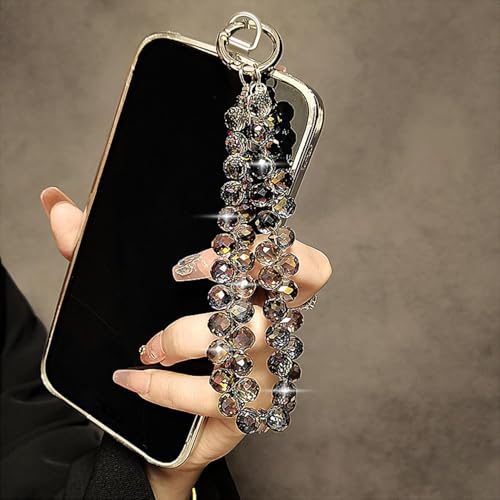 HASTHIP® Beaded Phone Charm for Girls Women Fashion Sparkling Acrylic Beading Phone Charm Phone Chain Lanyard Wrist Strap with Attachmen Piece & Quick Release Ring Buckle