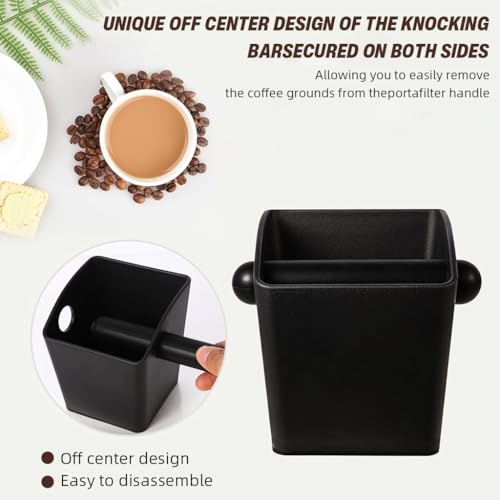 HASTHIP® Ground Coffee Knock Box,Reusable Espresso Coffee Grounds Bin with Cross Bar,Durable Plastic Grounds Container Barista Accessories for Machine Espresso Supplies for Home and Bar