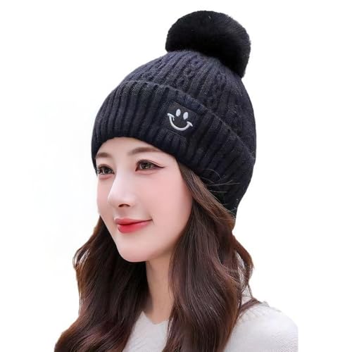 HASTHIP® Sombrero de otoño e invierno para niñas, gorro cálido de punto con orejeras, suave y cómodo para uso diario y actividades al aire libre