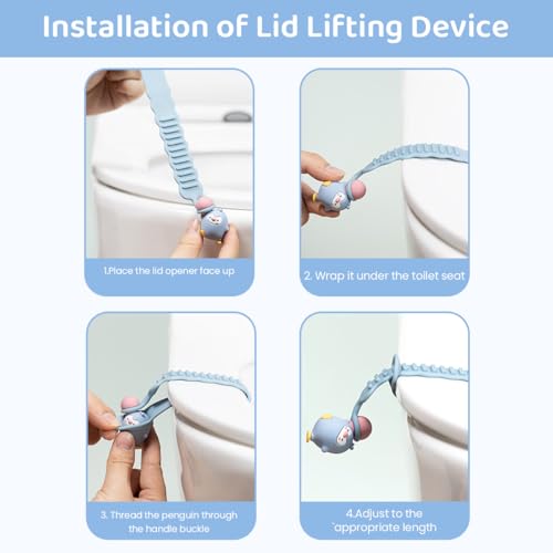 HASTHIP® 2 Pack Cartoon Toilet Seat Lifter Handle,Hygienic No-Touch Suction Cup Clip,Universal Toilet Cover Lifter for Bathroom Cute Seat Handle Lift Tool
