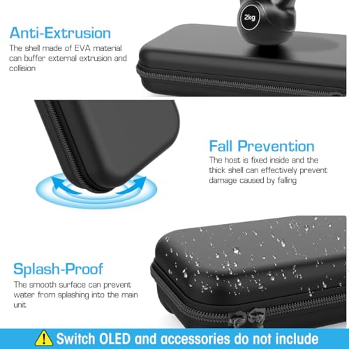 HASTHIP® ZORBES Hard EVA Travel Carrying Case for Switch/Switch OLED,Shockproof Gamepad Organizer Bag,Portable Storage Compatible with Switch Accessories 8 Game Card Slots Waterproof Anti
