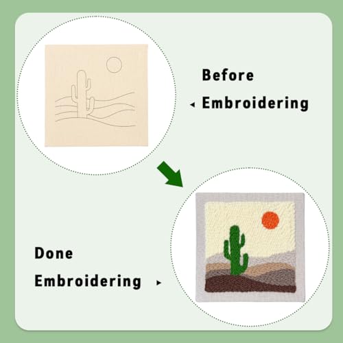 HASTHIP® Kit de manualidades con tufting 20 x 20 cm, bonito kit agujas punzonado con cactus