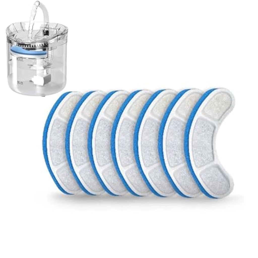 HASTHIP® 10 Piezas Filtros de Repuesto para Fuente de Agua para Gatos,con Carbón Activado y Resina Intercambio Iónico,Compatibles con Fuentes Automáticas 2L/67oz Incluye 10 Filtros y 8