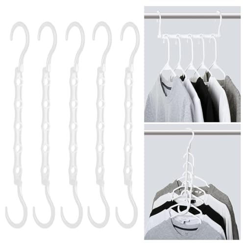 HASTHIP® ZIBUYU 5-Hole Space Saving Folding Clothes Hangers, Portable Travel Hangers for Wardrobe, Clothesline, Drying Rack, Set of 5, Multifunctional Closet Organizer