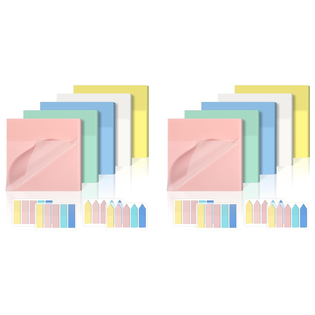 HASTHIP Sticky Notes Tabs for School and Office with 650 Sheets Transparent PET | 1300 PCS Colored Index