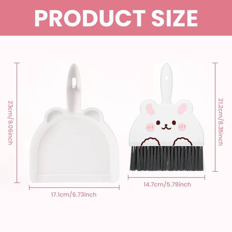 HASTHIP Portable Mini Dustpan and Brush Set for Desktop Cleaning with Ergonomic Handle | Compact Stackable Design