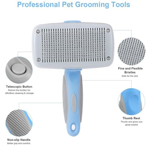 HASTHIP® Avaner Dog Slicker Brush,Self Cleaning Pet Grooming Brush for Shedding,Detangling & Massaging Cat & Dog for Long and Short Hair Gentle Dematting Comb Dogs Cats Rabbits