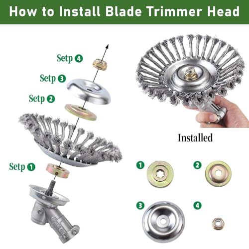 HASTHIP® Weeder Head Grass Trimmer Head Replacement Stainless Steel Multi Prongs Weeder Blade Trimmer Head Universal Grass Trimmer Head, 8 inches Dia