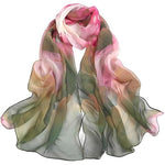 HASTHIP® Pañuelo para Mujer Ligero Moda Bufanda Estampado Floral Chal Envoltura Verde Suave Transpirable