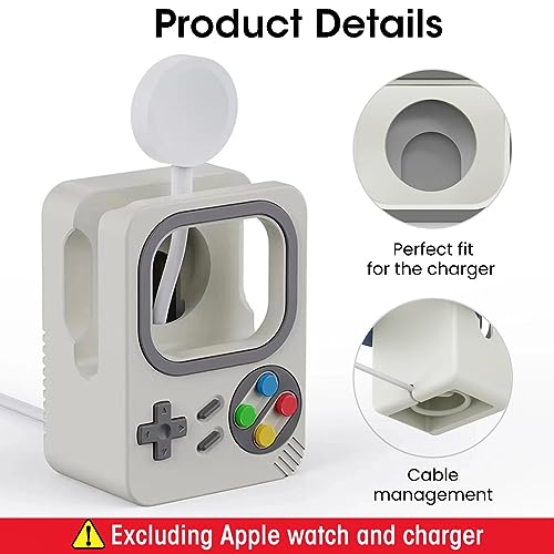 HASTHIP® Silicone Charging Stand Compatible with Apple Watch Ultra/SE/Series 9/8/7/6/5/4/3/2/1, Retro Cartoon Magnetic Wireless Charger Holder Dock, Nightstand Mode Organizer