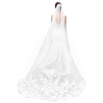 HASTHIP® Velo de novia largo 3M de encaje blanco con peine,velo catedral tul para boda,accesorio elegante para novia estilo clásico y ligero