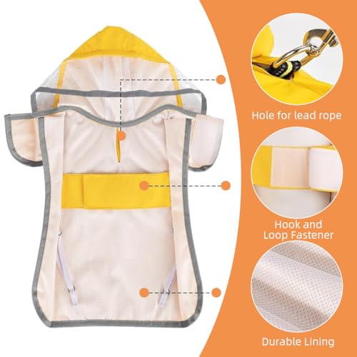 HASTHIP® Dog Rain Coat with Reflective Rim & Clear Wide Brim Hood, Waterproof, Monsoon-Proof, Lightweight Anti-Wind Coat for Outdoor Hikes