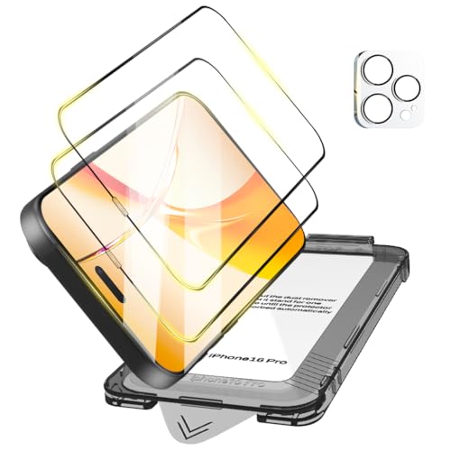 HASTHIP® Privacy Screen Protector for iPhone 16 Pro Tempered Glass Easiest 2-Step Installation Auto-Alignment HD Screen Protector Kit with 2 Pieces Screen Protectors and Accessories