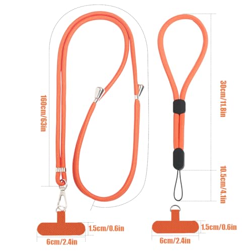 HASTHIP® Phone Neck Strap and Wrist Strap Adjustable Nylon Phone Sling Strap with Attachment Insert Quick Release Phone Strap Phone Shoulder Strap Universal Phone Strap Lanyard, Orange