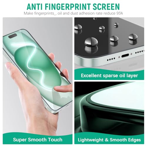 HASTHIP® Privacy Screen Protector for iPhone 16Tempered Glass Easiest 2-Step Installation Auto-Alignment HD Screen Protector Kit with 2 Pieces Screen Protectors and Accessories
