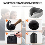 HASTHIP® Travel Neck Pillow,Memory Foam U-Shape Cushion,Adjustable Ergonomic Support for Head and Neck Foldable Airplane Pillow for Sleeping Portable Office Nap