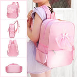 HASTHIP® Girls Backpack, Pink Ballet Dress School Bag, Waterproof Nylon Bookbag for Kids, Cute Dance Class Backpack with Zipper, Large Capacity Travel Bag, Birthday Christmas Gift for Girls Students