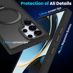 HASTHIP® Compatible with Samsung Galaxy Matte Phone Case for Samsung Galaxy S25 Ultra 2 in 1 TPU Bumper Case with Folding Magnetic Ring Grip Phone Stand Support Wireless Charging