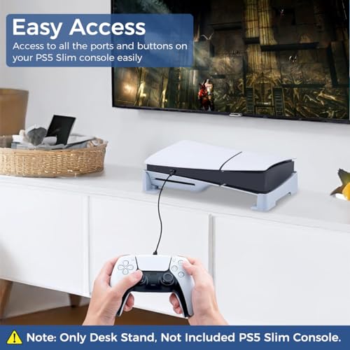 HASTHIP® Verilux Base Horizontal para PS5 Slim/Pro, Soporte Antideslizante Duradero para Consola PlayStation 5 Slim/Pro Digital y Ultra-HD, Accesorio de Instalación Fácil, Diseño Seguro y que Ahorra