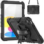 HASTHIP® Cover Case for iPad 10th Gen Rugged Silicone Case Cover with Back Bracket & Hand Strap 360 Degree Rotatable Kickstand Bracket Design Protective Case for iPad 10th Gen