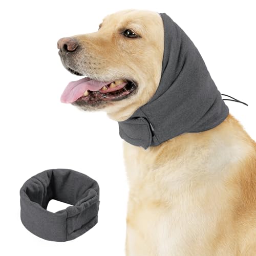 HASTHIP® Dog Ear Muffs, Breathable Pet Headgear, Outdoor Dust Dog Hoodie Head Cover, Four Season Universal Dog Ear Protection Cover Dog Hat Headgear Soothing Ear Protector Muff (Head Circle: 35-48cm)